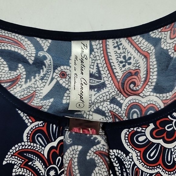 PS PerSeption Concept Women's Paisley Dress 3/4 Flutter Sleeve Size Large NWT - Picture 9 of 16